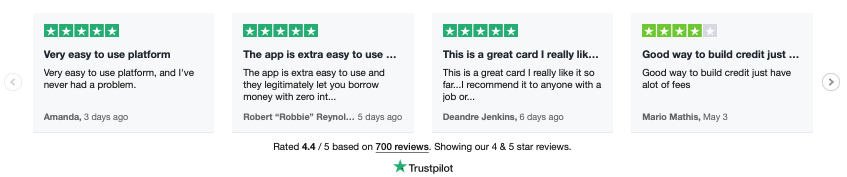 Trustpilot reviews: rated 4.4/5 based on 700 reviews